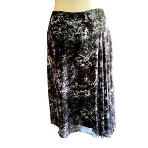 Coldwater Creek Petite Black Gray Mesh Overlay A-line Skirt Size PM (10-12)